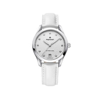 Élegance steel watch set with diamonds 34 mm - White & Stamped decoration