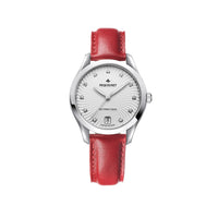 Montre Élegance en acier sertie de diamants 34 mm - Blanc & Décor frappé