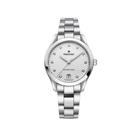 Élegance steel watch set with diamonds 34 mm - White & Stamped decoration