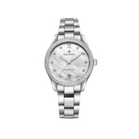 Élegance steel watch set with diamonds 34 mm - White