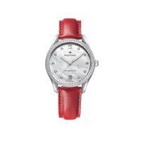 Montre Élegance en acier sertie de diamants 34 mm - Blanc
