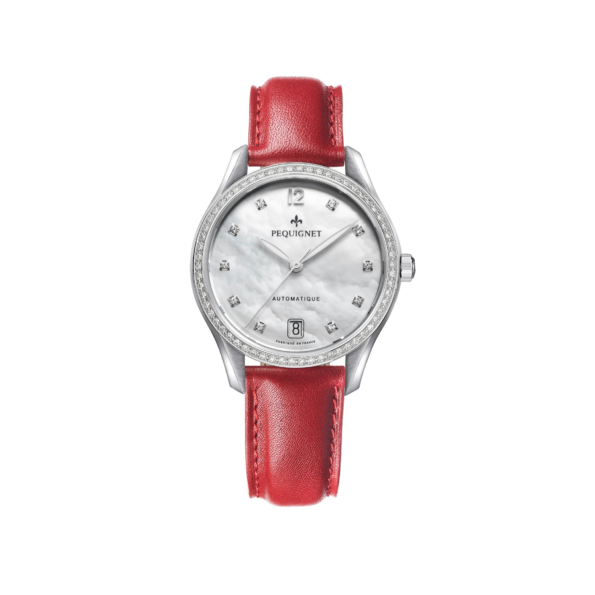 Montre Élegance en acier sertie de diamants 34 mm - Blanc