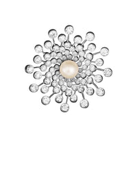 1qty NEW / Argent Broche sur argent rodhié serti de Burmalite™ blanche sertis clos // RECO : 875€