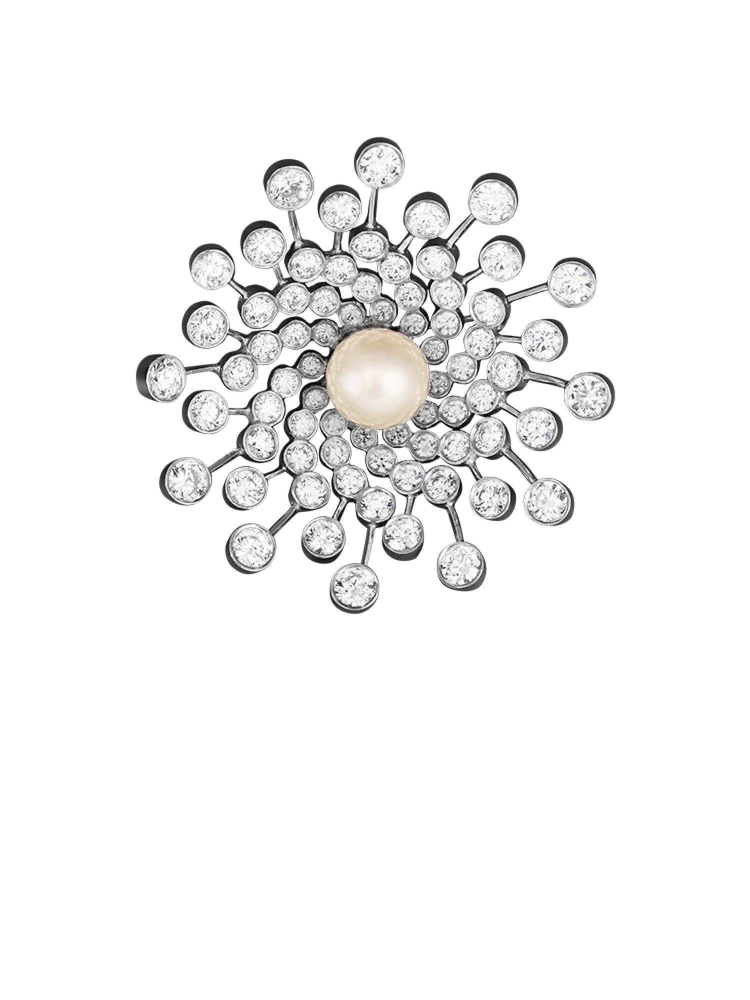 1qty NEW / Argent Broche sur argent rodhié serti de Burmalite™ blanche sertis clos // RECO : 875€