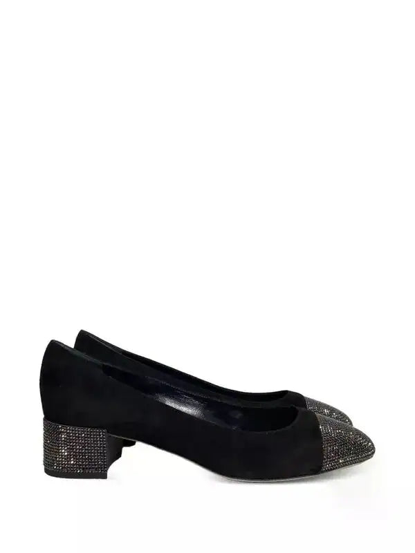 Escarpins Bonne 40 à strass en daim - Nero & Jet Hematite