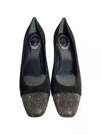 Escarpins Bonne 40 à strass en daim - Nero & Jet Hematite