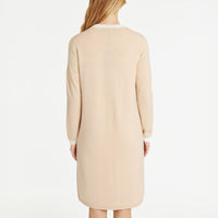 Cardigan long en laine et cachemire - Beige & blanc cassé