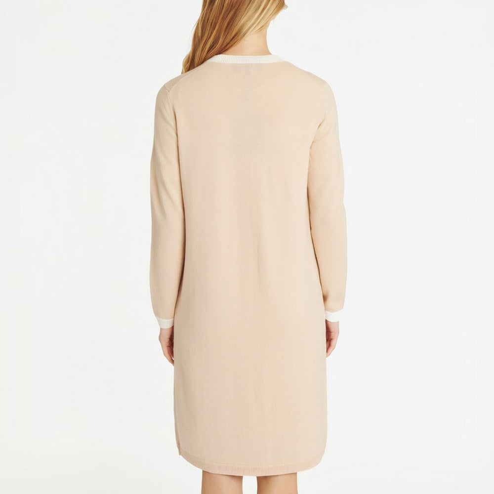 Cardigan long en laine et cachemire - Beige & blanc cassé