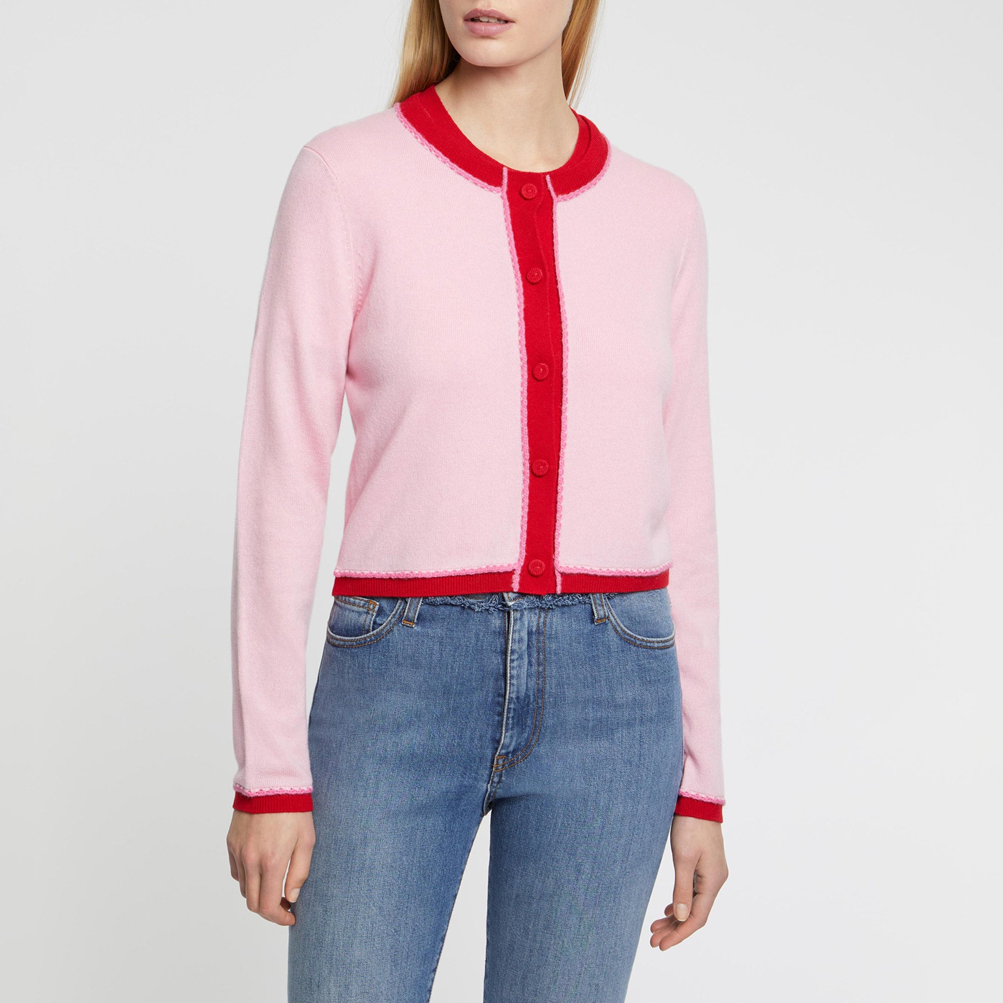 Wool and cashmere cardigan with pockets - Light pink