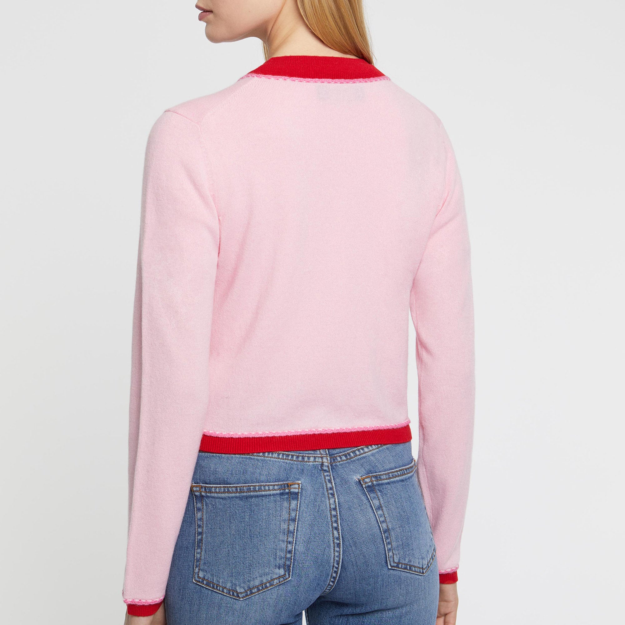 Wool and cashmere cardigan with pockets - Light pink