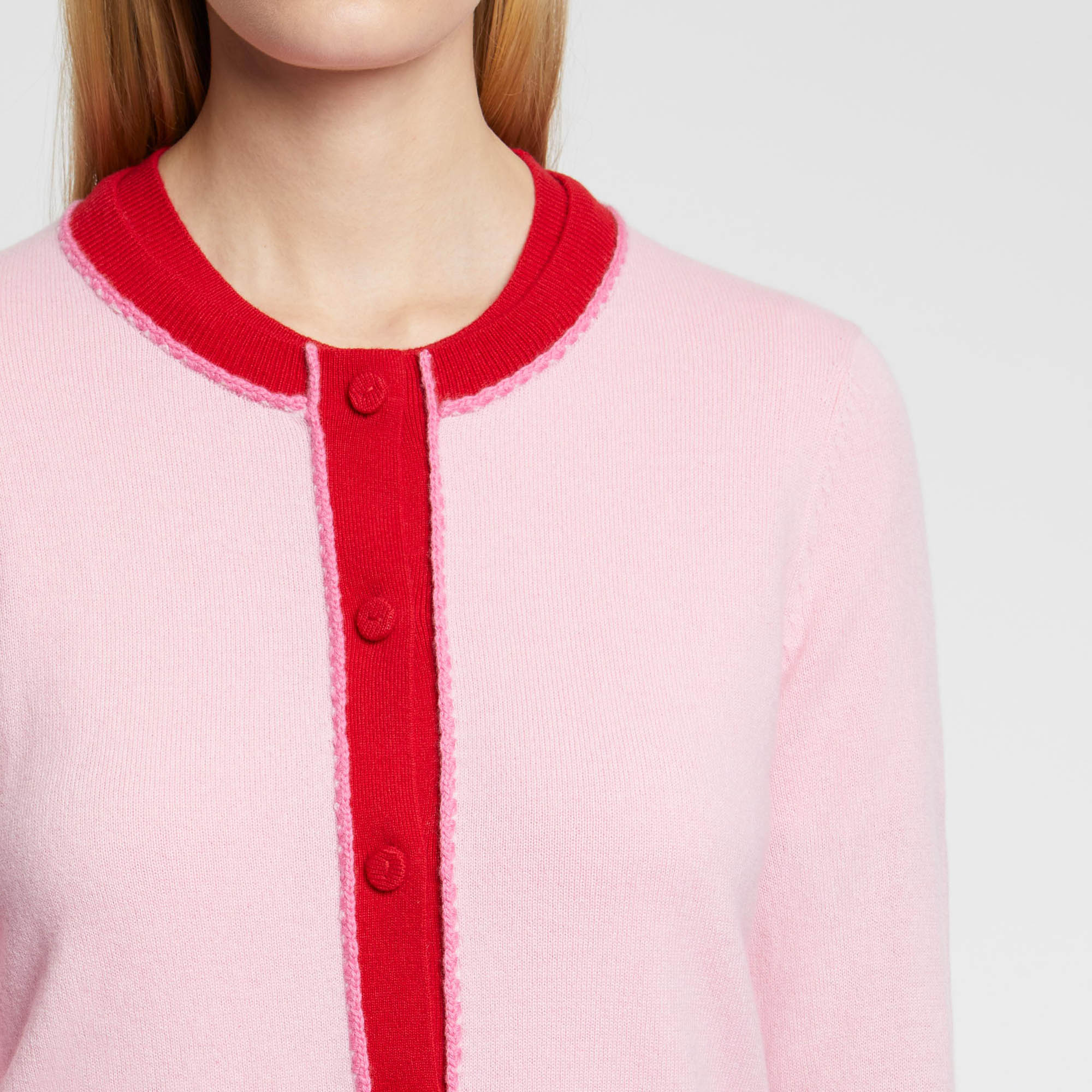 Wool and cashmere cardigan with pockets - Light pink