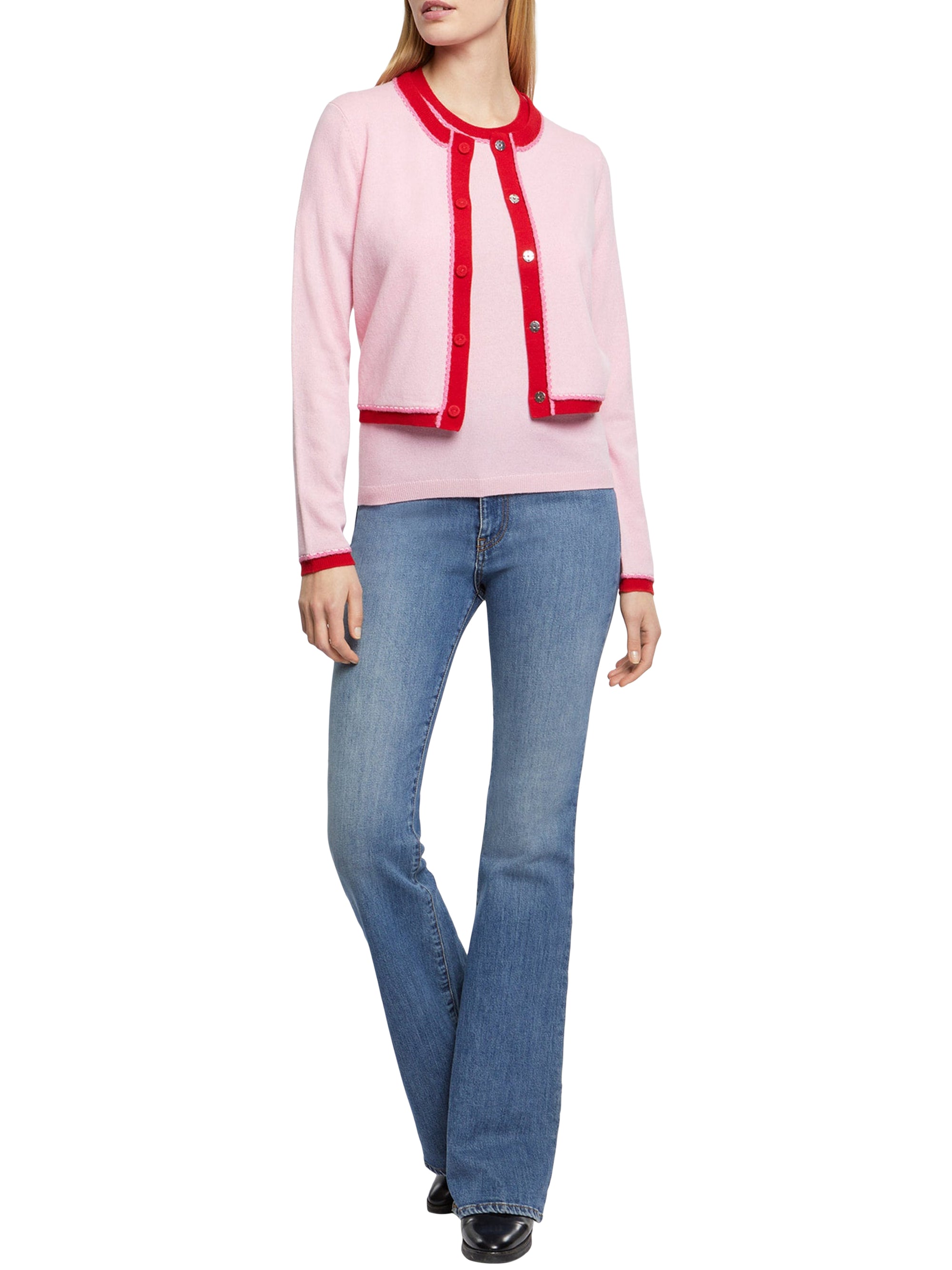 Wool and cashmere cardigan with pockets - Light pink