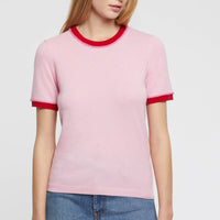 Wool and cashmere short-sleeved jumper - Light pink