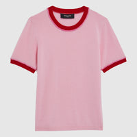 Wool and cashmere short-sleeved jumper - Light pink