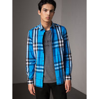 ZZNOSTOCK Chemise en coton extensible à motif check - Bright Blue