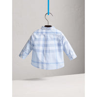 ZZNOSTOCK Chemise en coton délavé à motif check - Ice Blue