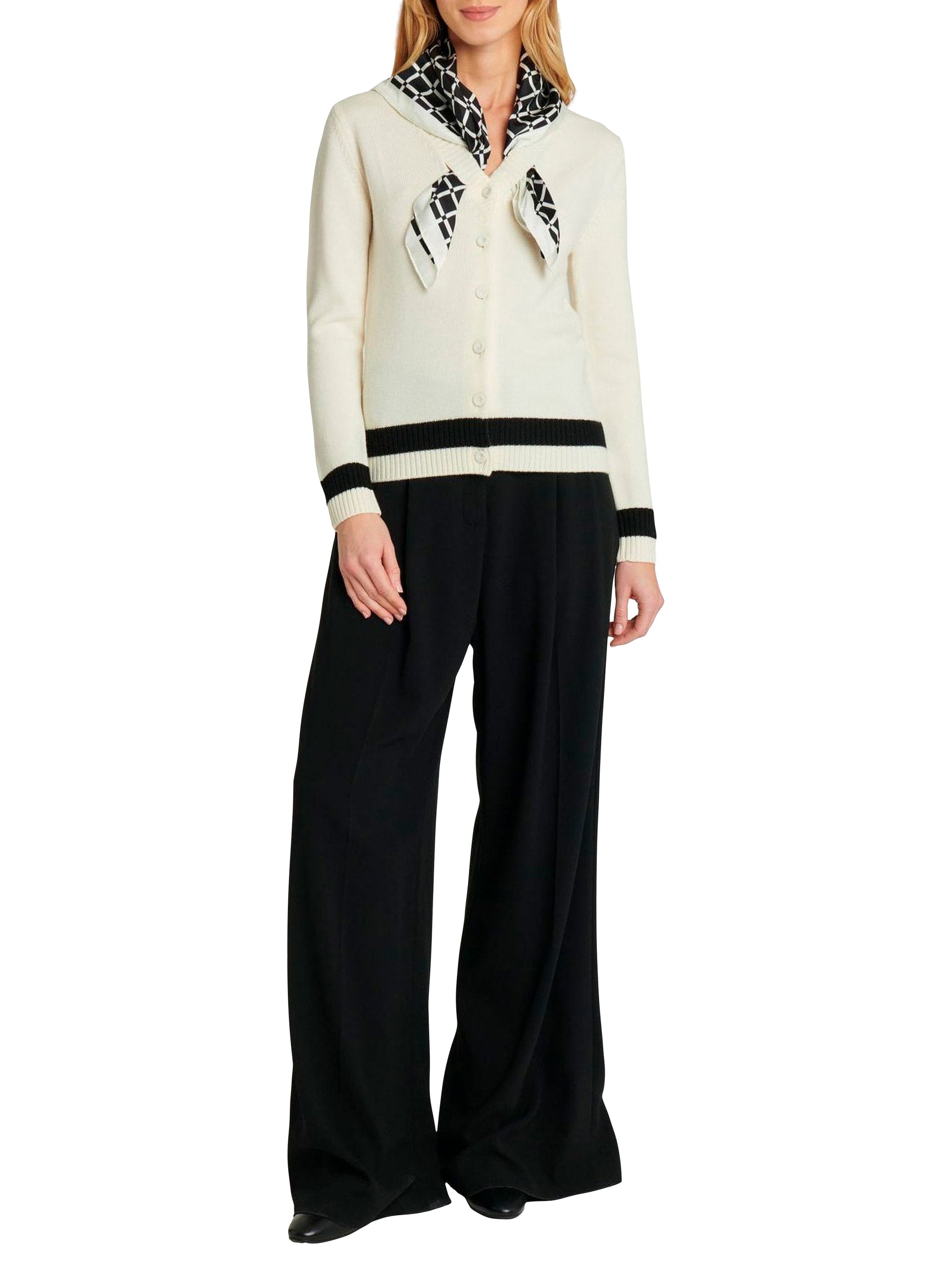 BLANC CASSE / NOIR CARDIGAN FOULAR
