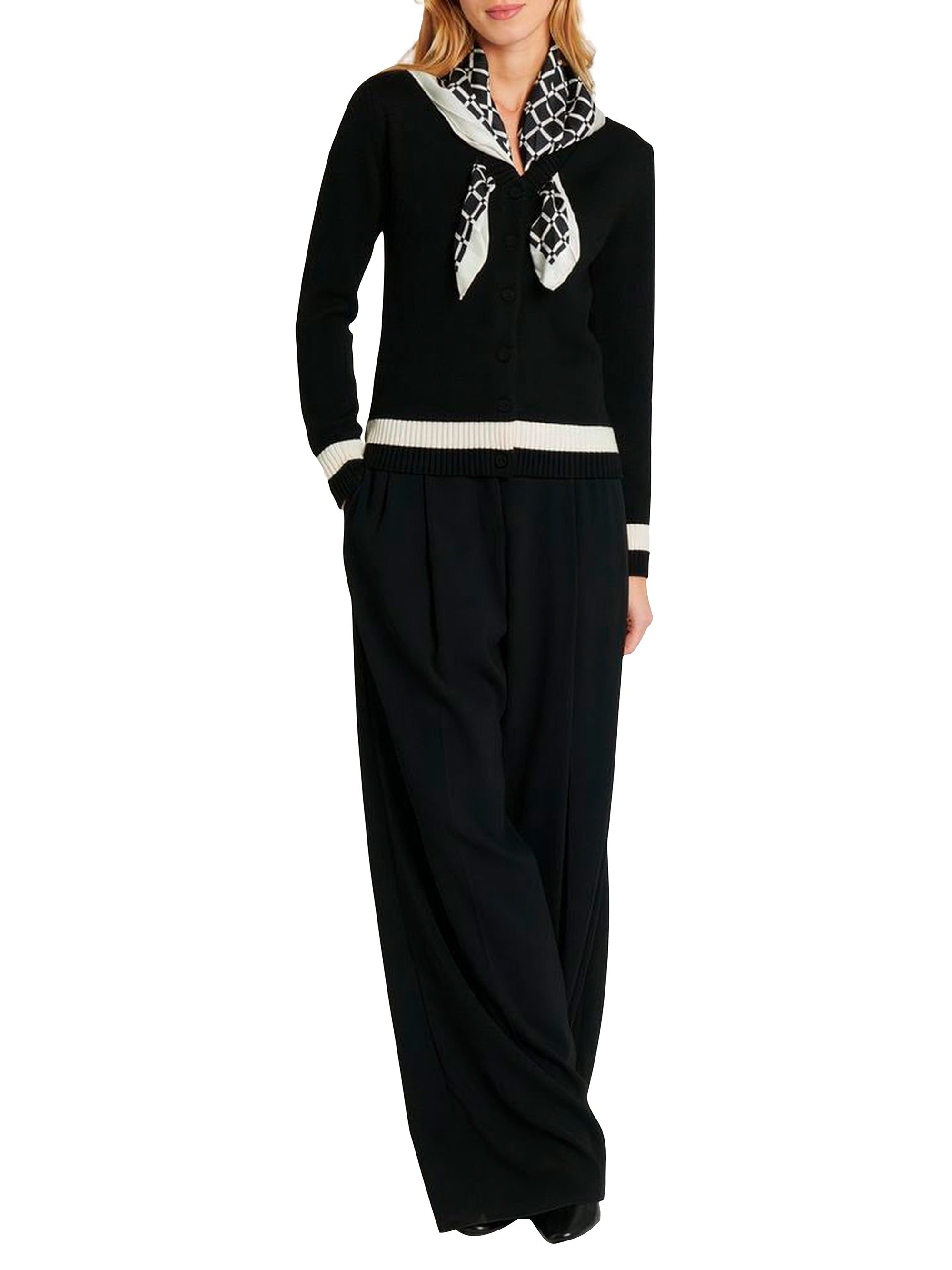 NOIR / BLANC CASSE CARDIGAN FOULAR