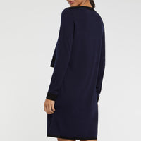 Robe courte en laine - Bleu marine & noir