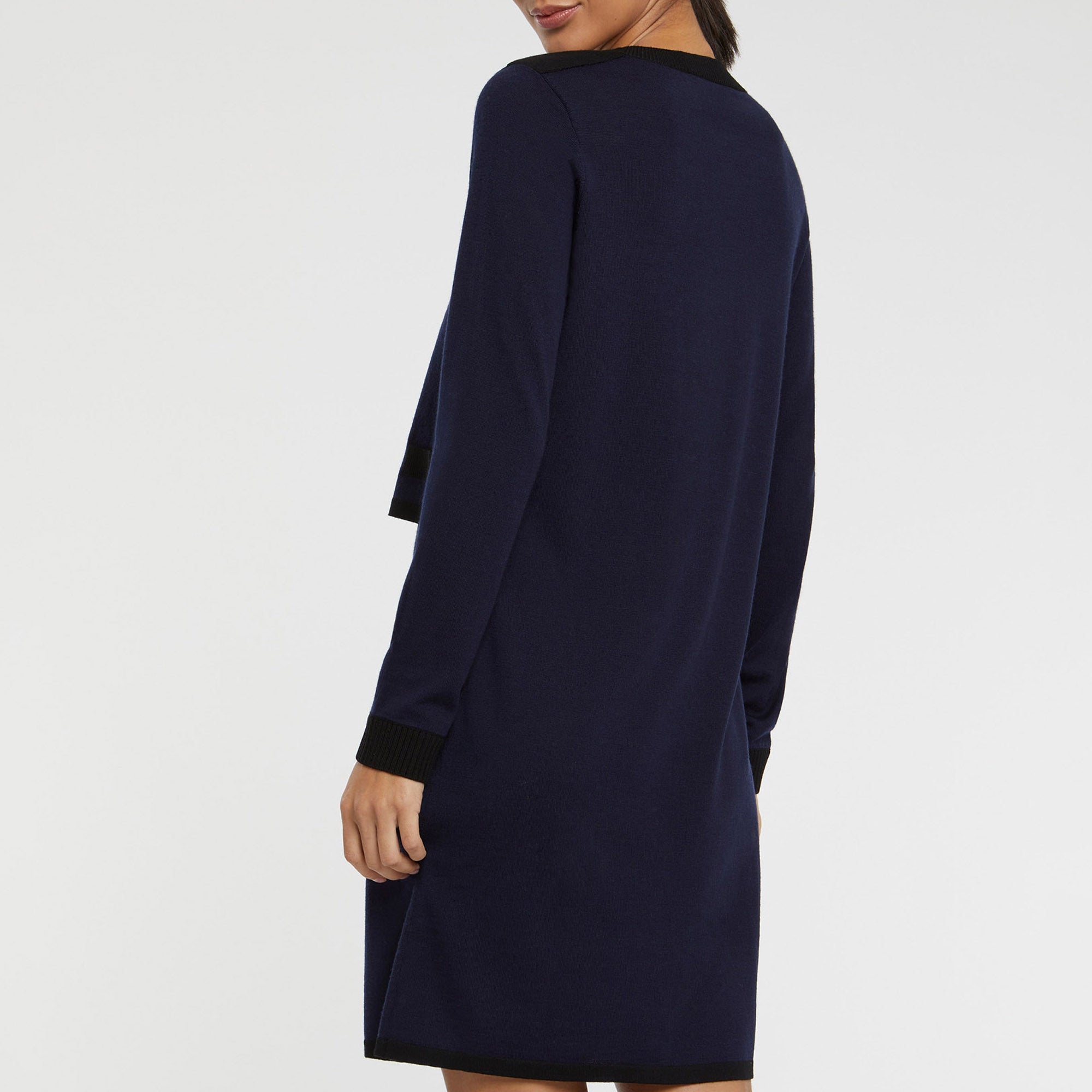 Robe courte en laine - Bleu marine & noir