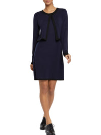 Robe courte en laine - Bleu marine & noir
