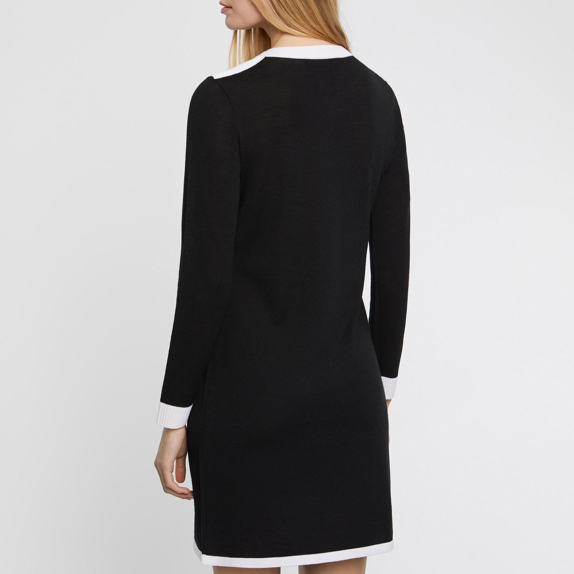 Robe courte en laine - Noir & blanc cassé