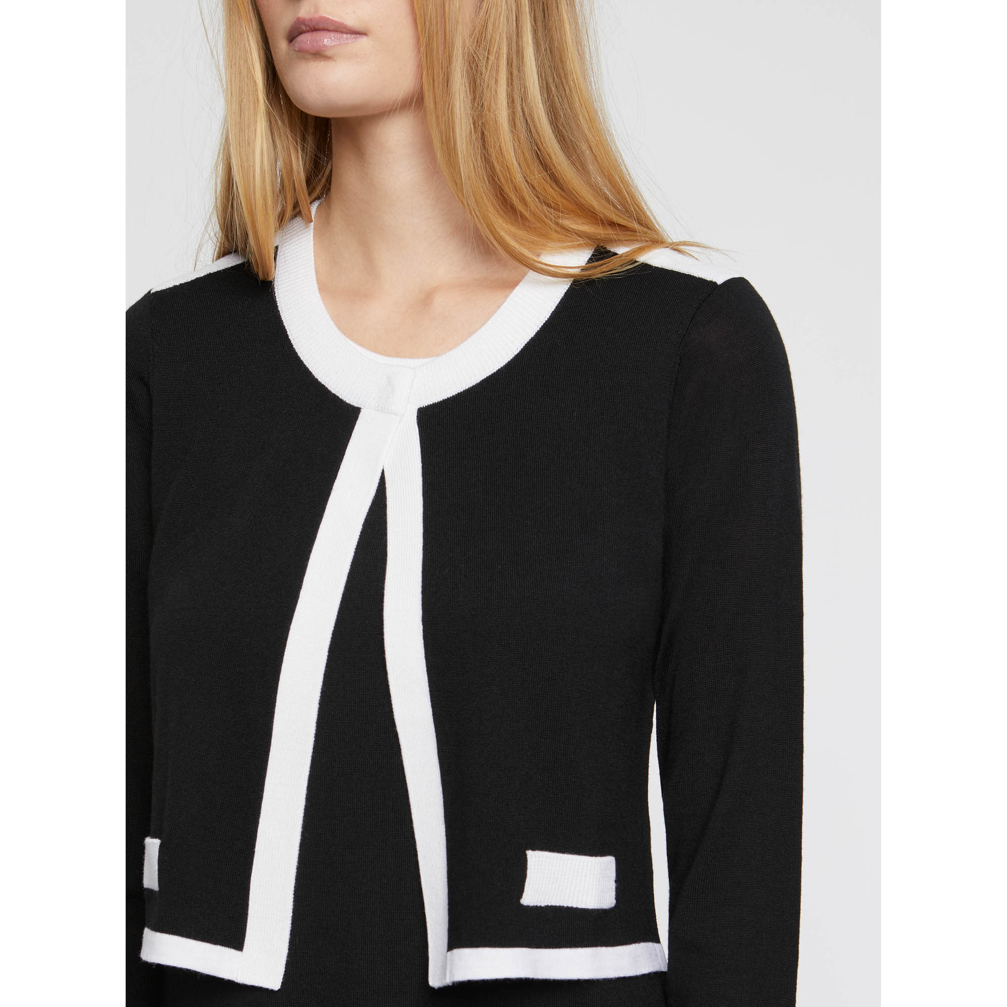 Robe courte en laine - Noir & blanc cassé