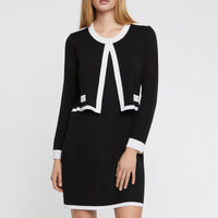 Robe courte en laine - Noir & blanc cassé
