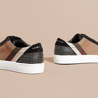 ZZNOSTOCK Sneakers en cuir clouté à motif House check - House Check & Black