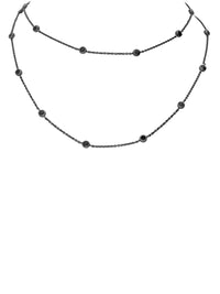 1qty NEW / Or noir 18 ct Sautoir chaine en or noir 18 carats serti de Burmalite noire serti clos // RECO : 720€