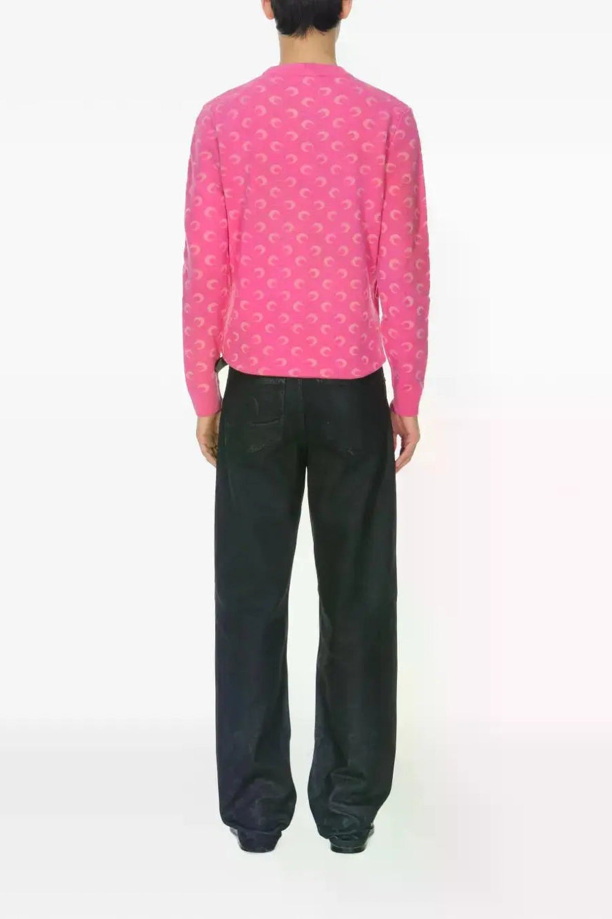 Moon Jacquard Knit Crewneck Sweater - Rose