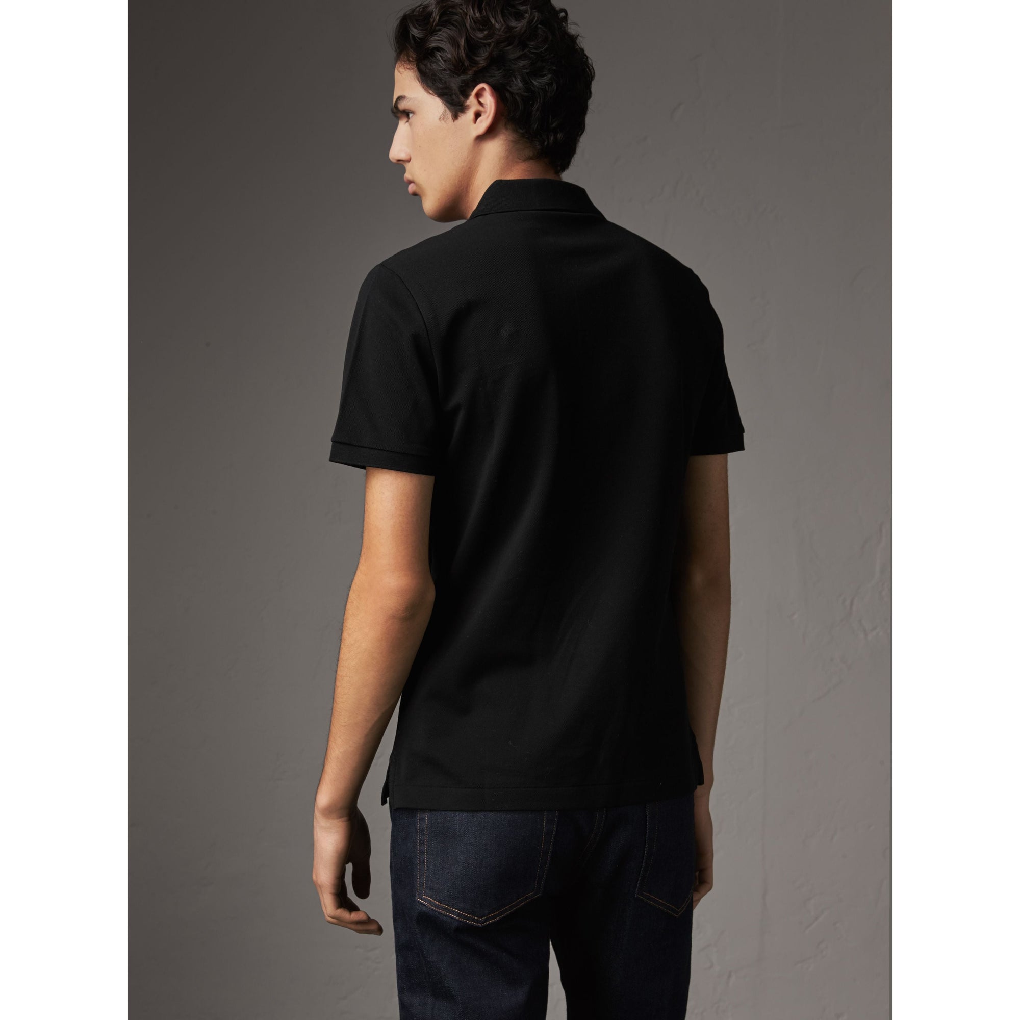 1 qty Polo en piqué de coton - Black