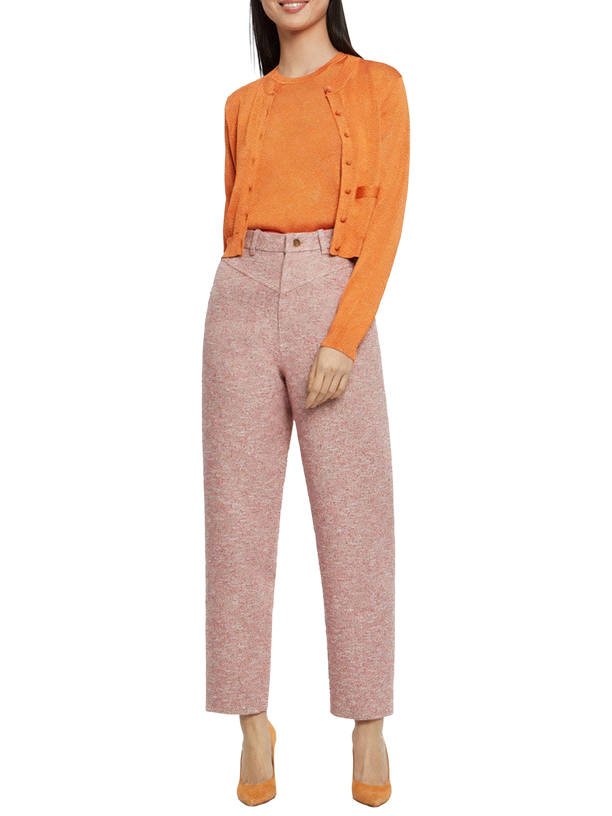 Cardigan court à poches - Orange