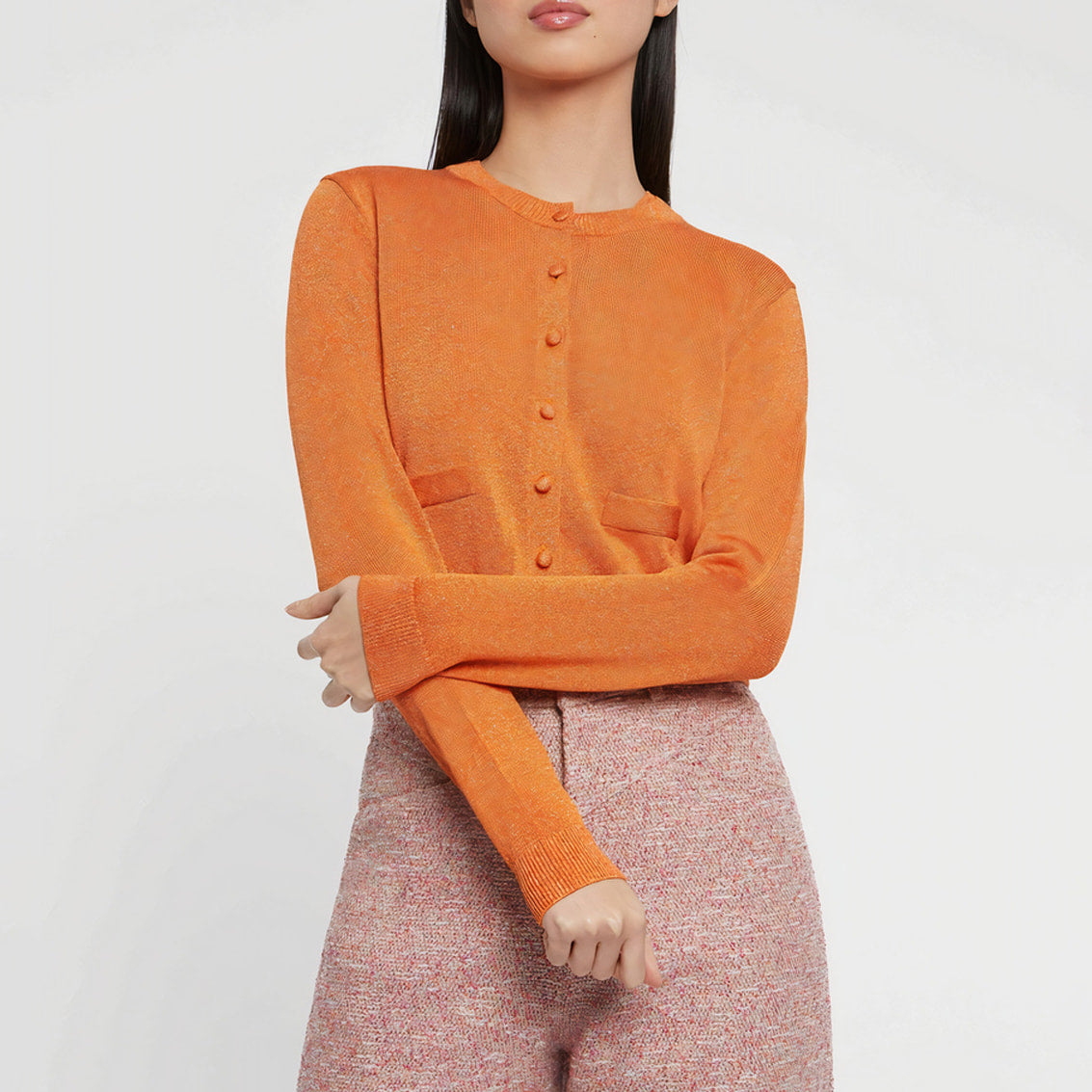 Cardigan court à poches - Orange