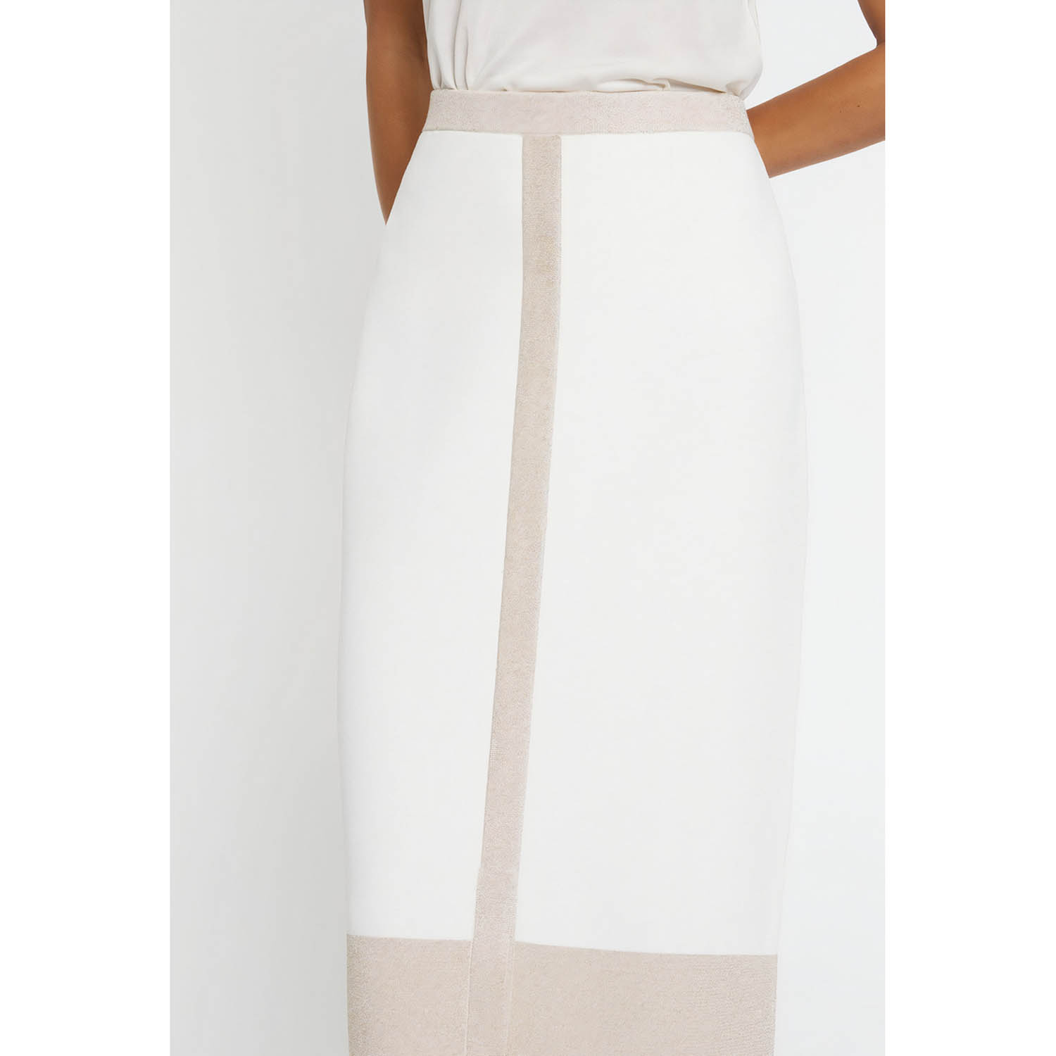 High-waisted midi skirt - Off-white