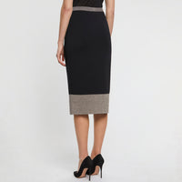 Jupe midi à taille haute - Noir