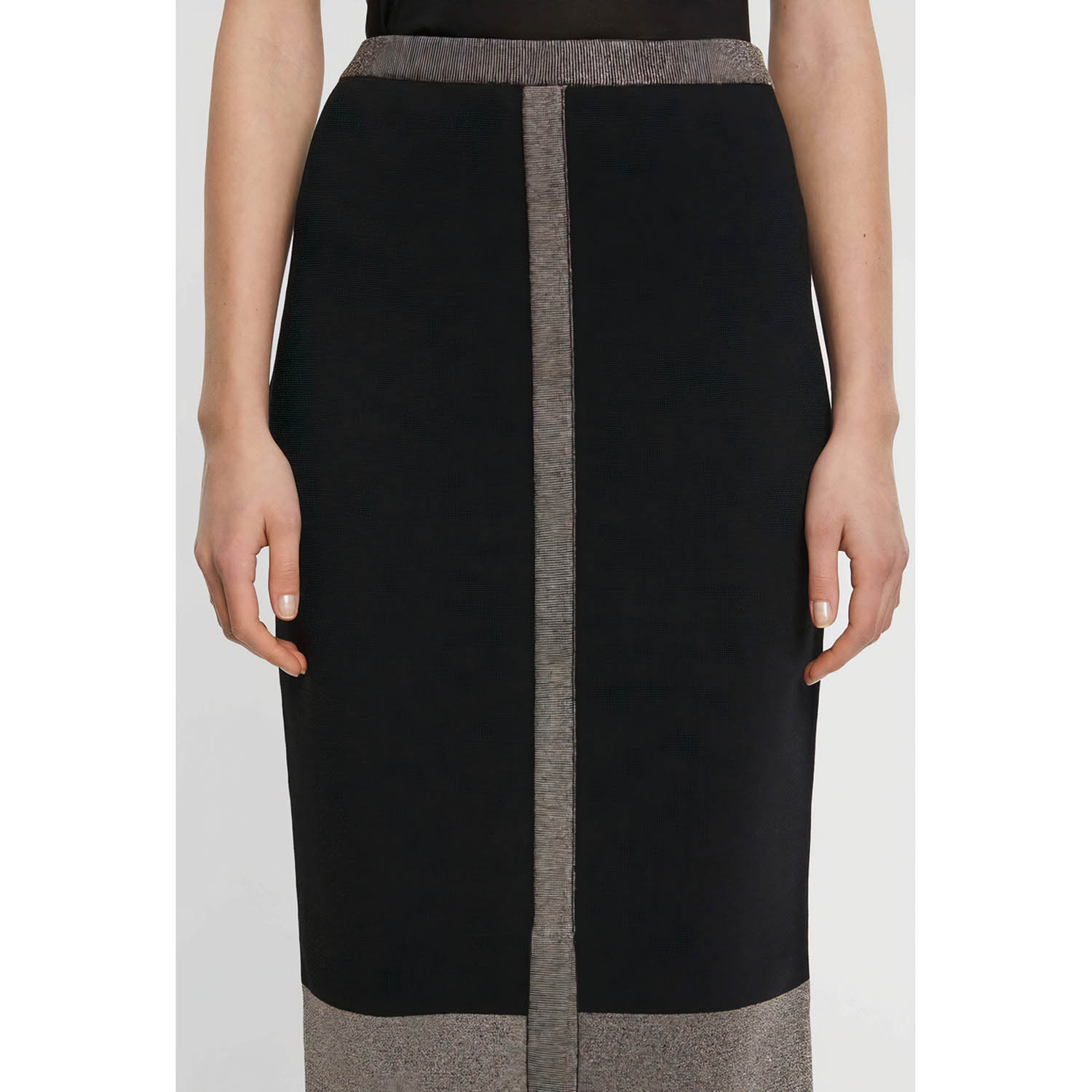 Jupe midi à taille haute - Noir