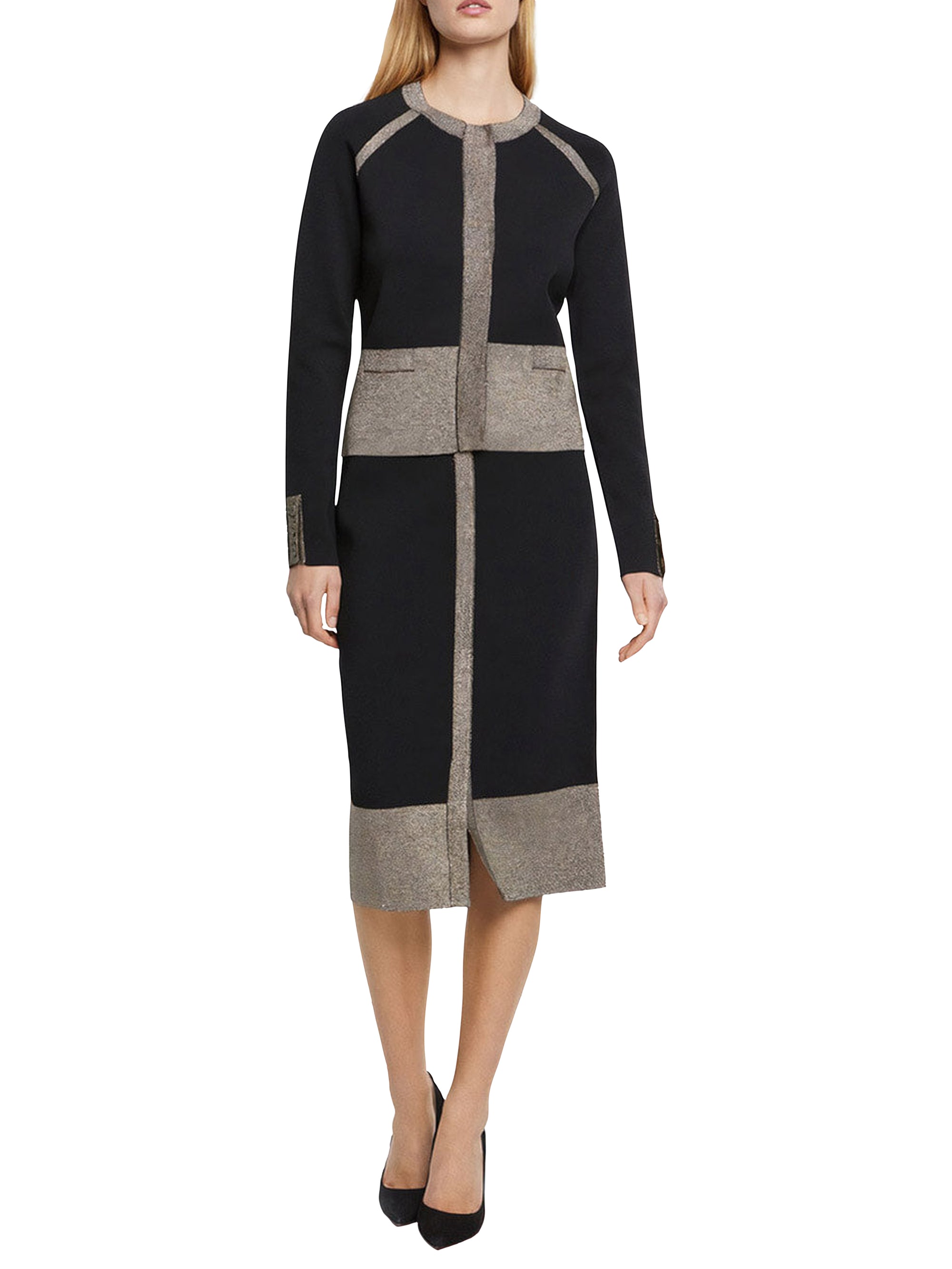 Jupe midi à taille haute - Noir