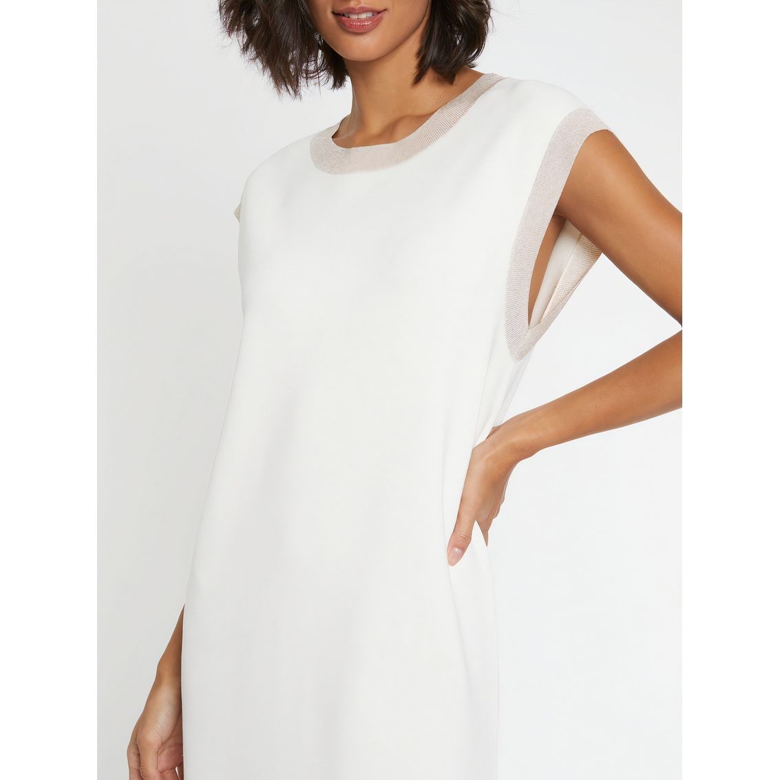 Contrast sleeveless dress - Off-white