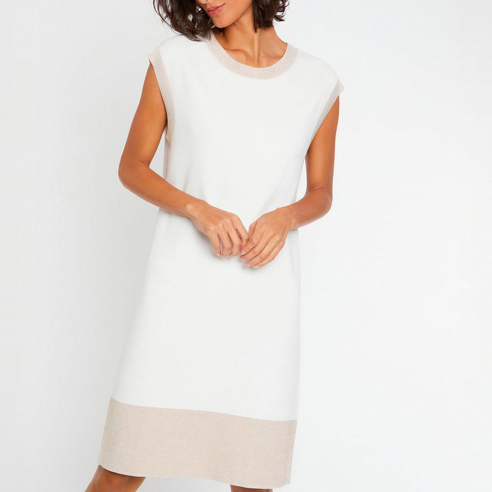 Contrast sleeveless dress - Off-white