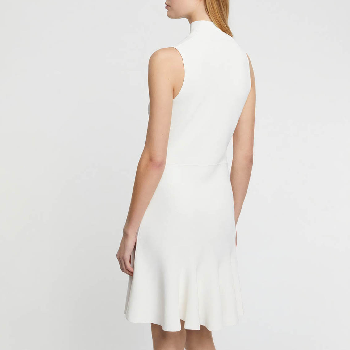 Sleeveless dress with stand-up collar - Off-white
