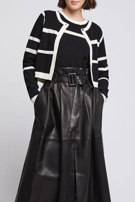 Cardigan à rayures - Noir & blanc cassé