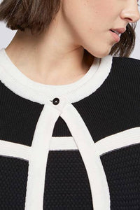 Cardigan à rayures - Noir & blanc cassé