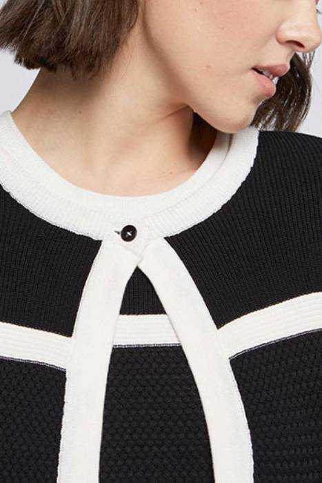 Cardigan à rayures - Noir & blanc cassé
