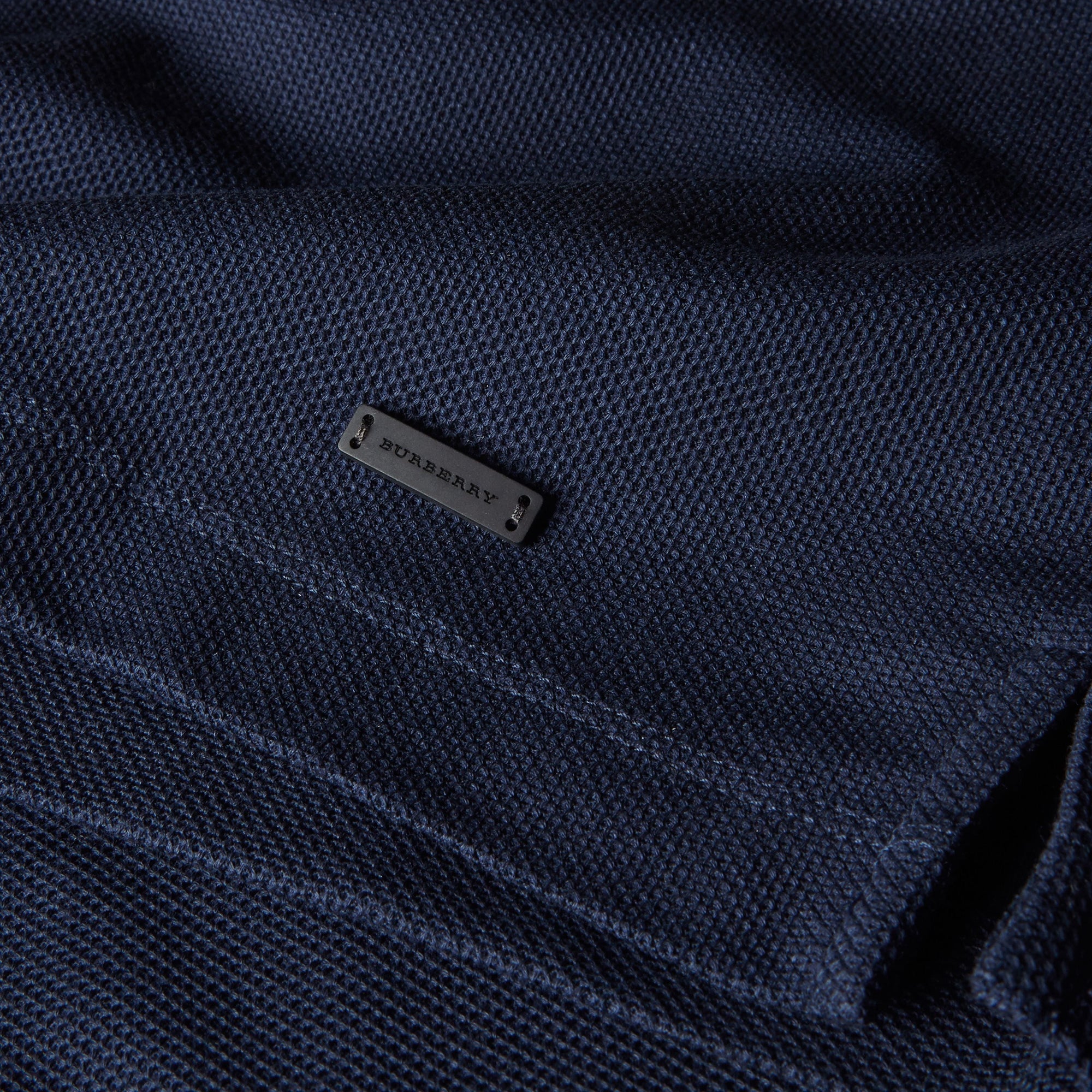 1 qty Polo en piqué de coton passepoilé - Navy