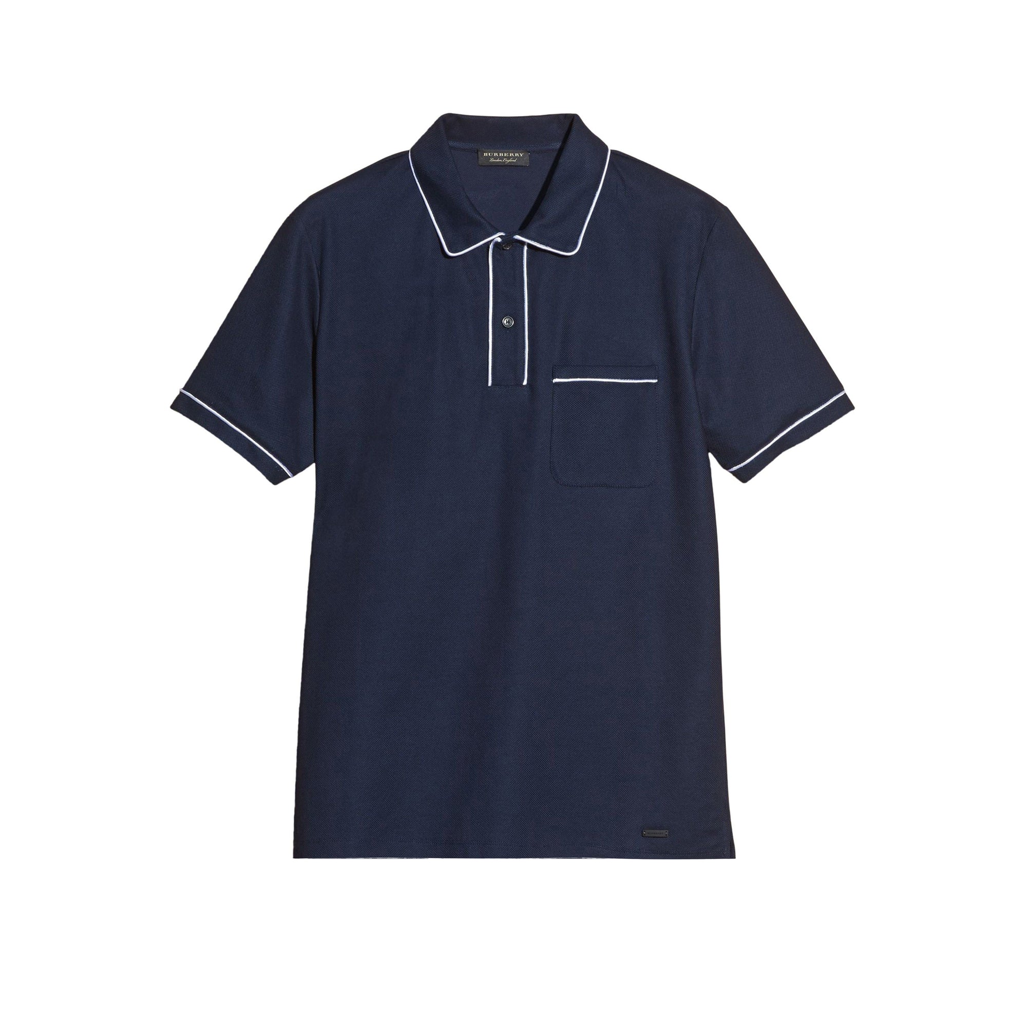 1 qty Polo en piqué de coton passepoilé - Navy