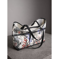 1 qty Sac tote Doodle moyen réversible - White & Trans & Black