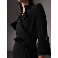 ZZNOSTOCK Robe trench portefeuille en georgette de soie - Black