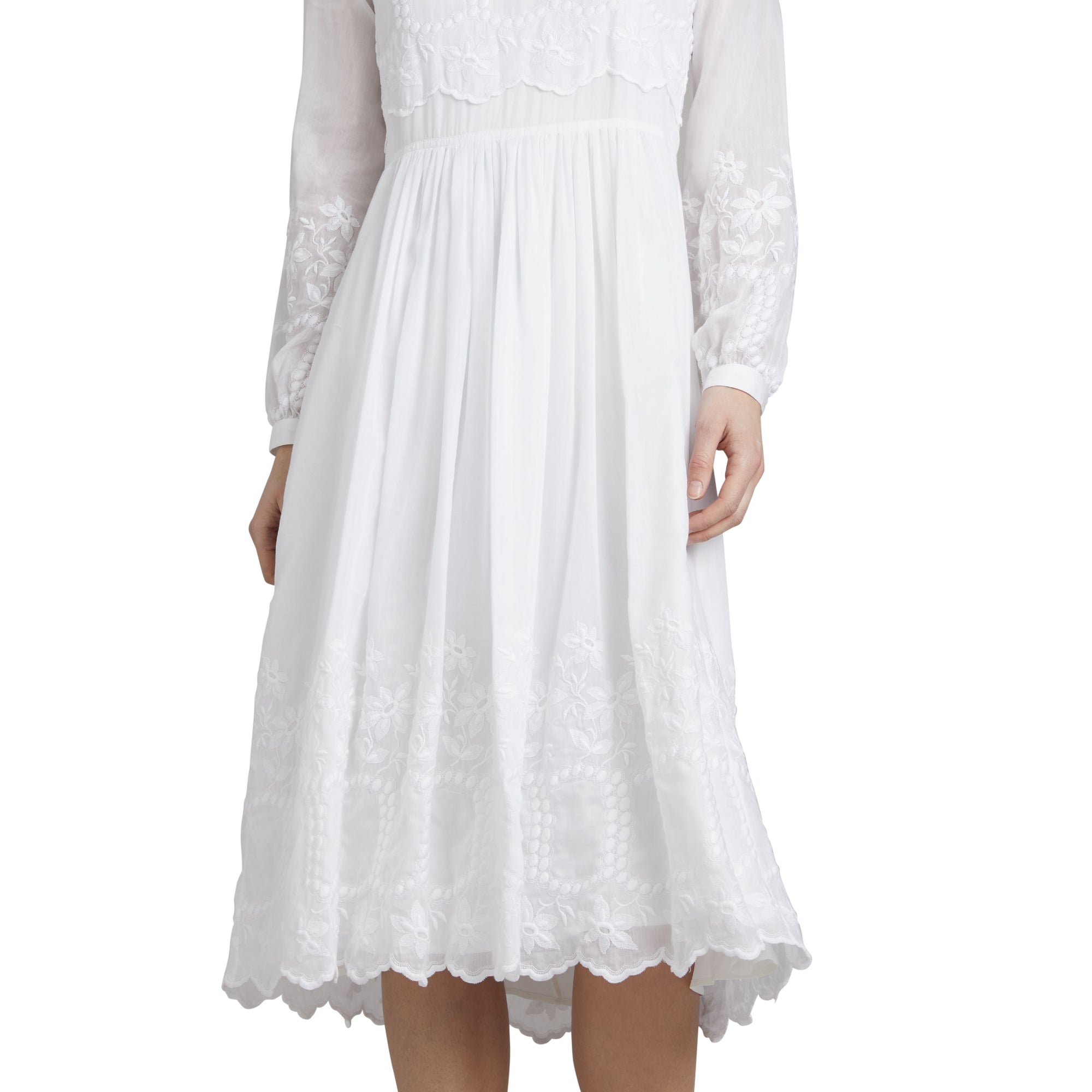 ZZNOSTOCK Robe en voile de coton et soie brodé - White