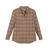 1 qty Chemise en coton à motif check - Camel